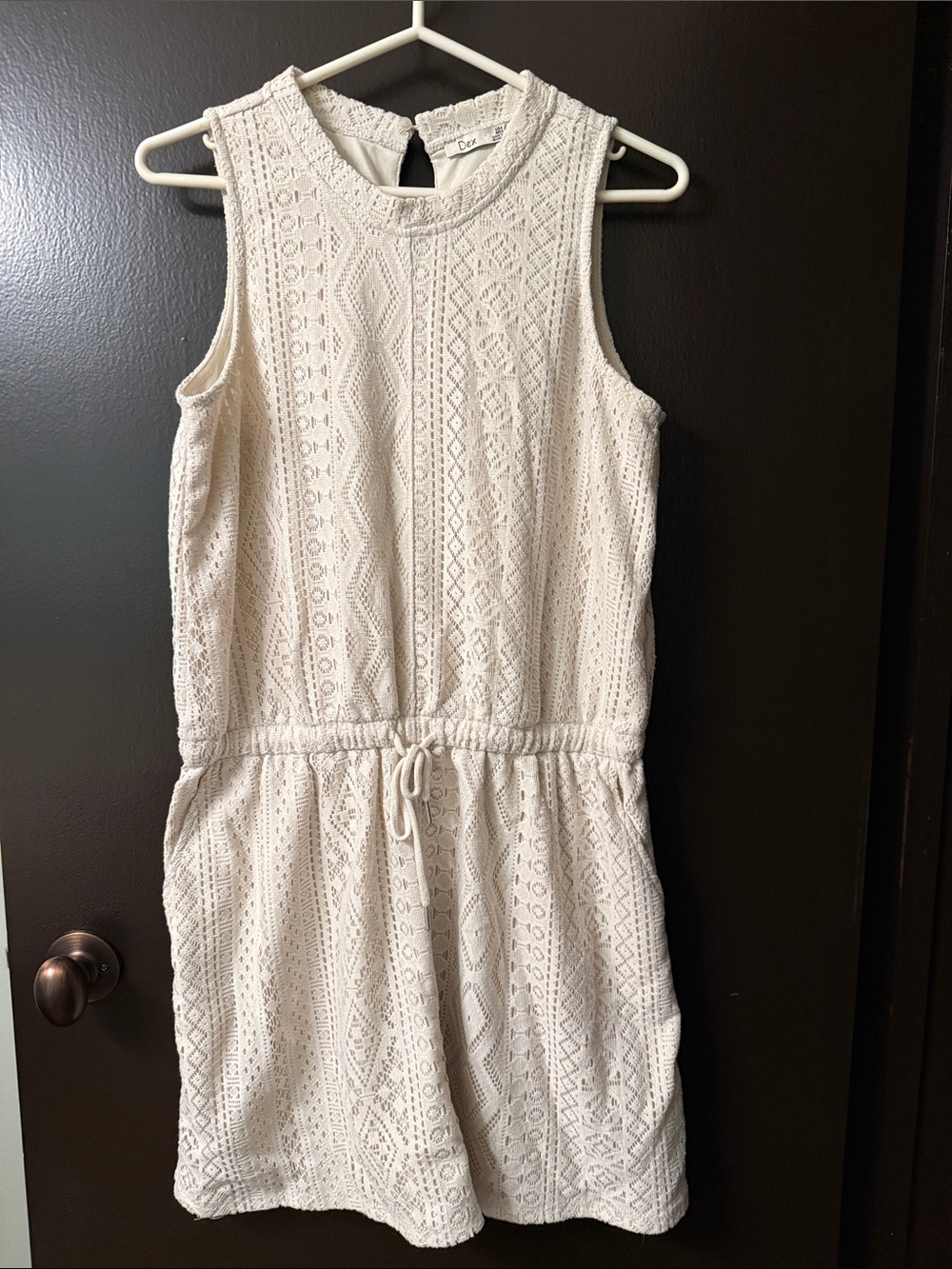 Dex Cream Lace Midi Dress